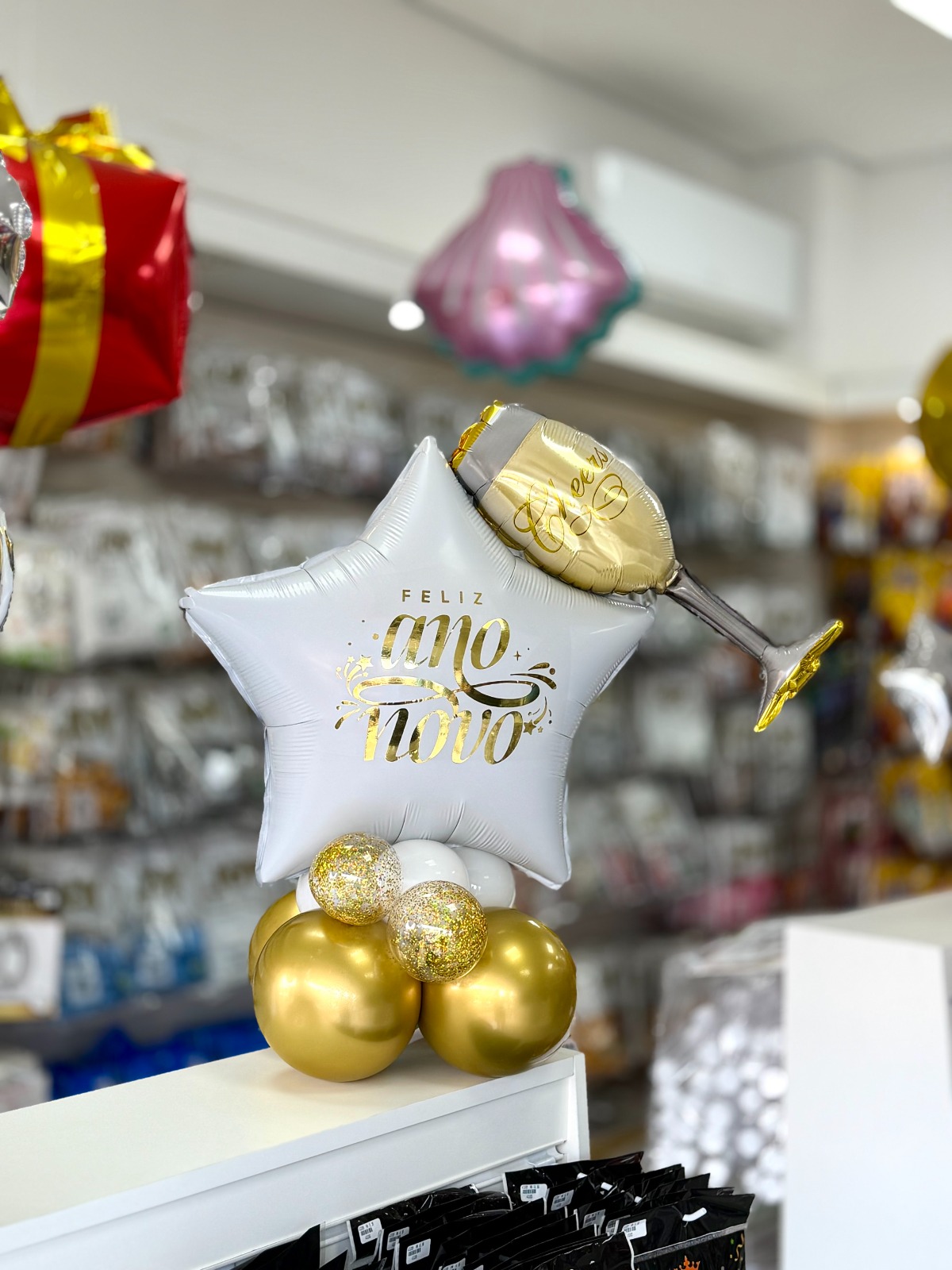 Balão Feliz Ano Novo com Taça